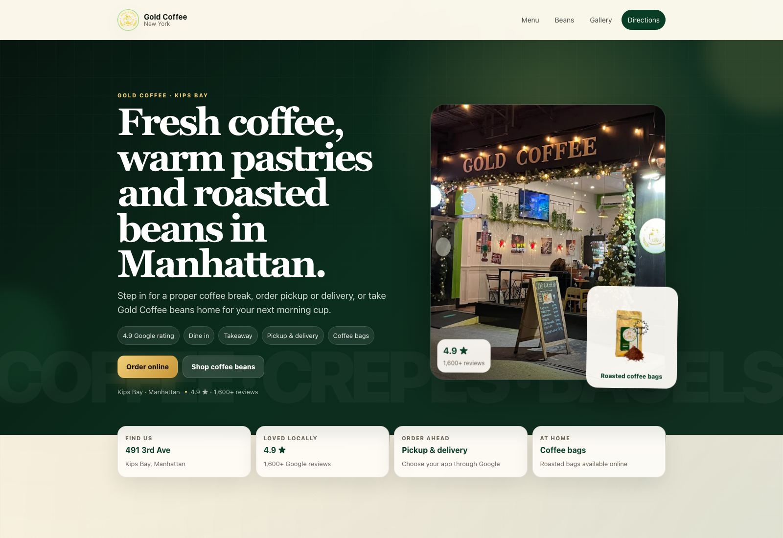 Gold Coffee website