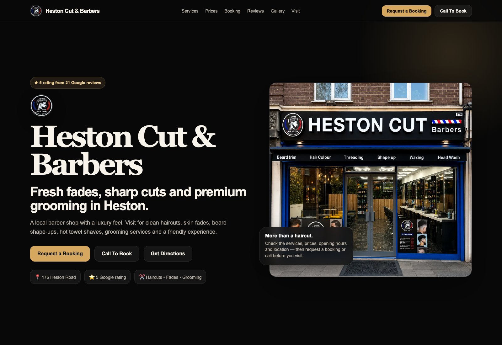 Heston Cut and Barbers website