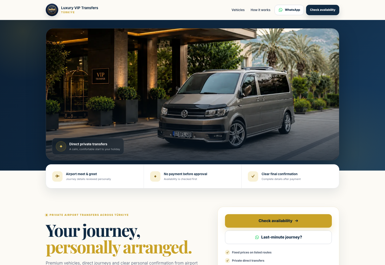 Luxury VIP Transfers Türkiye website